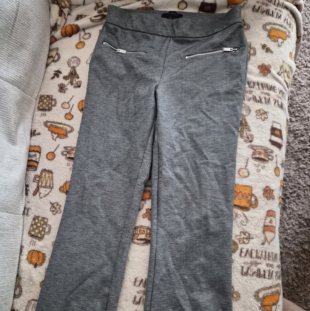 Ann Taylor Womens Gray dress Pants with Zipper Accents